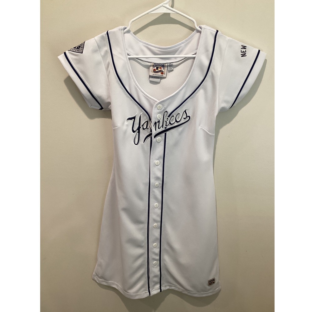 G-III Cooperstown Collection New York Yankees Baseball Jersey Dress White Navy M